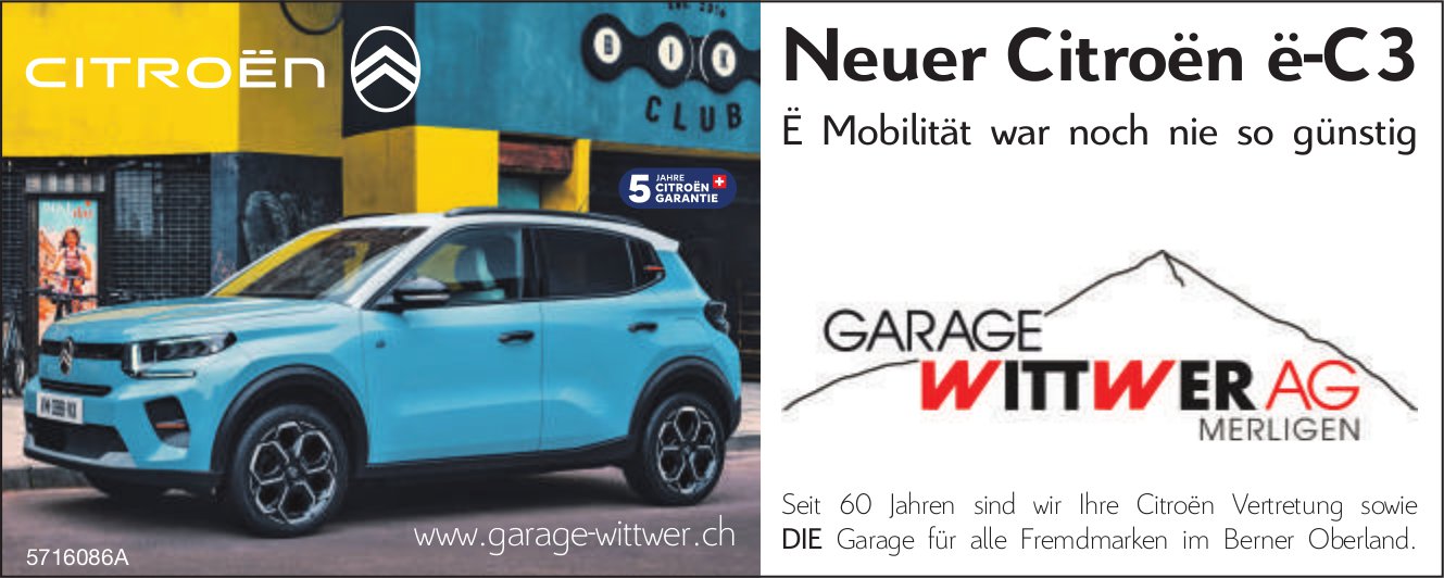 Garage Wittwer AG, Merligen - Neuer Citroën ë-C3