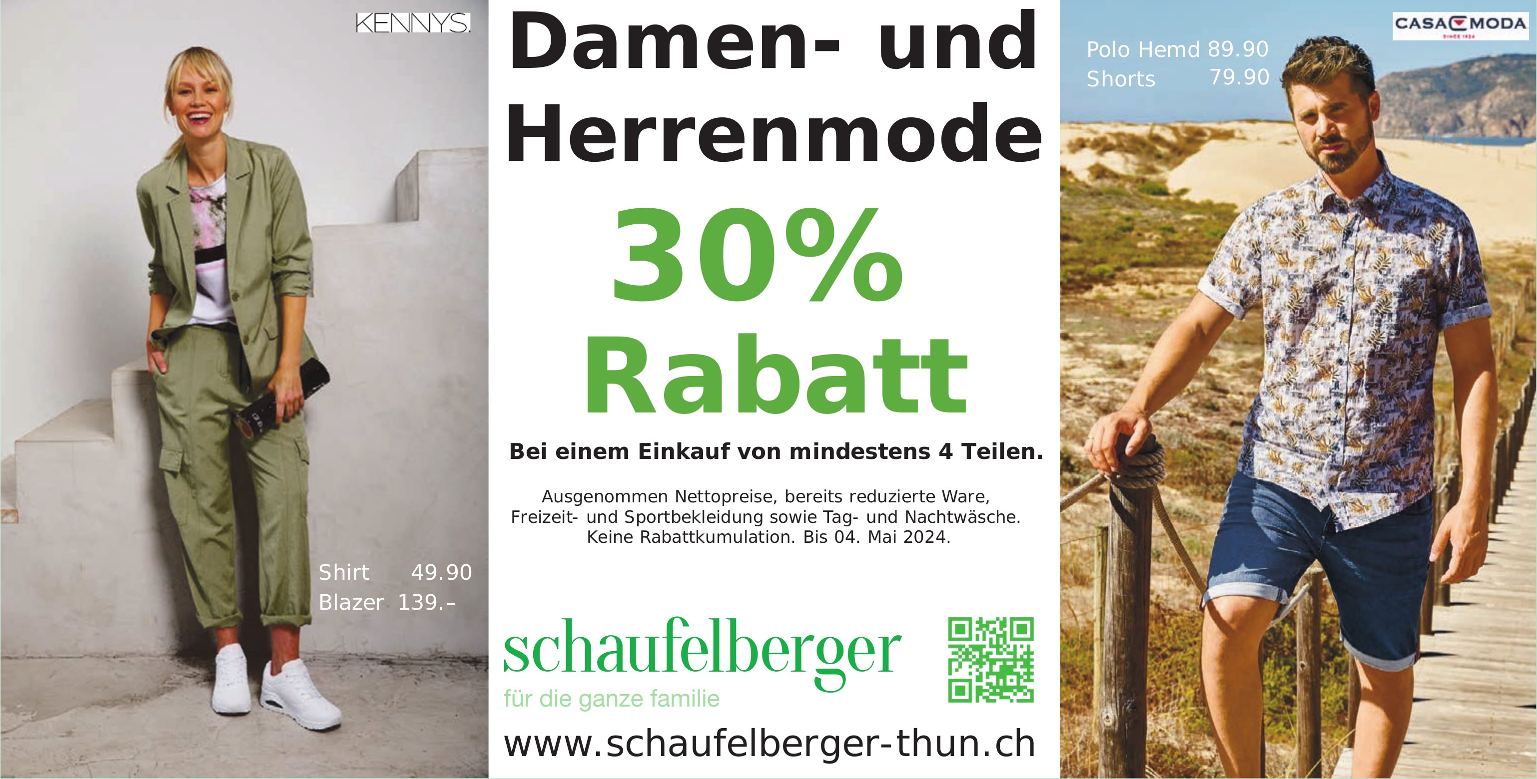 Schaufelberger, Thun - Damen- und Herrenmode, 30% Rabatt