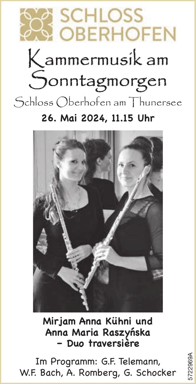 Kammermusik am Sonntagmorgen, 26. Mai, Schloss Oberhofen