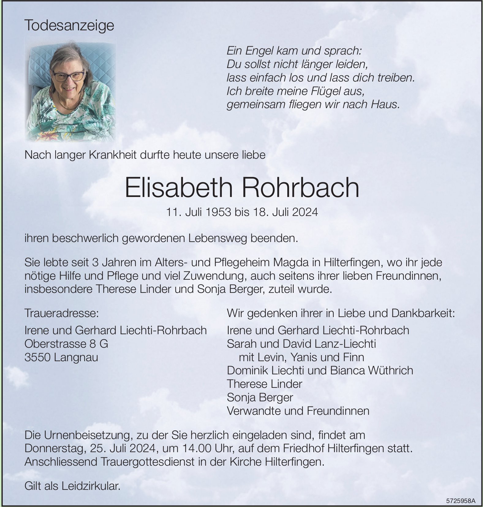 Rohrbach Elisabeth, Juli 2024 / TA