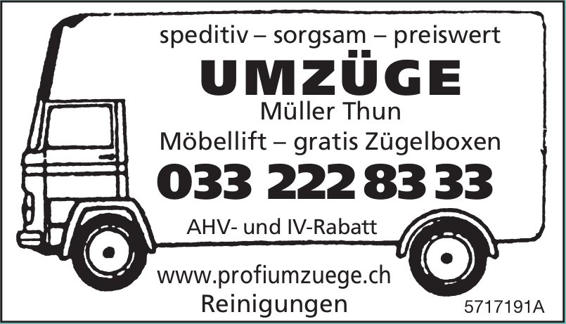 Müller Thun - Speditiv, sorgsam, preiswert Umzüge