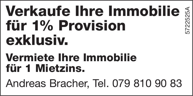 Andreas Bracher, Verkaufe Ihre Immobilie exklusiv. für 1% Provision
