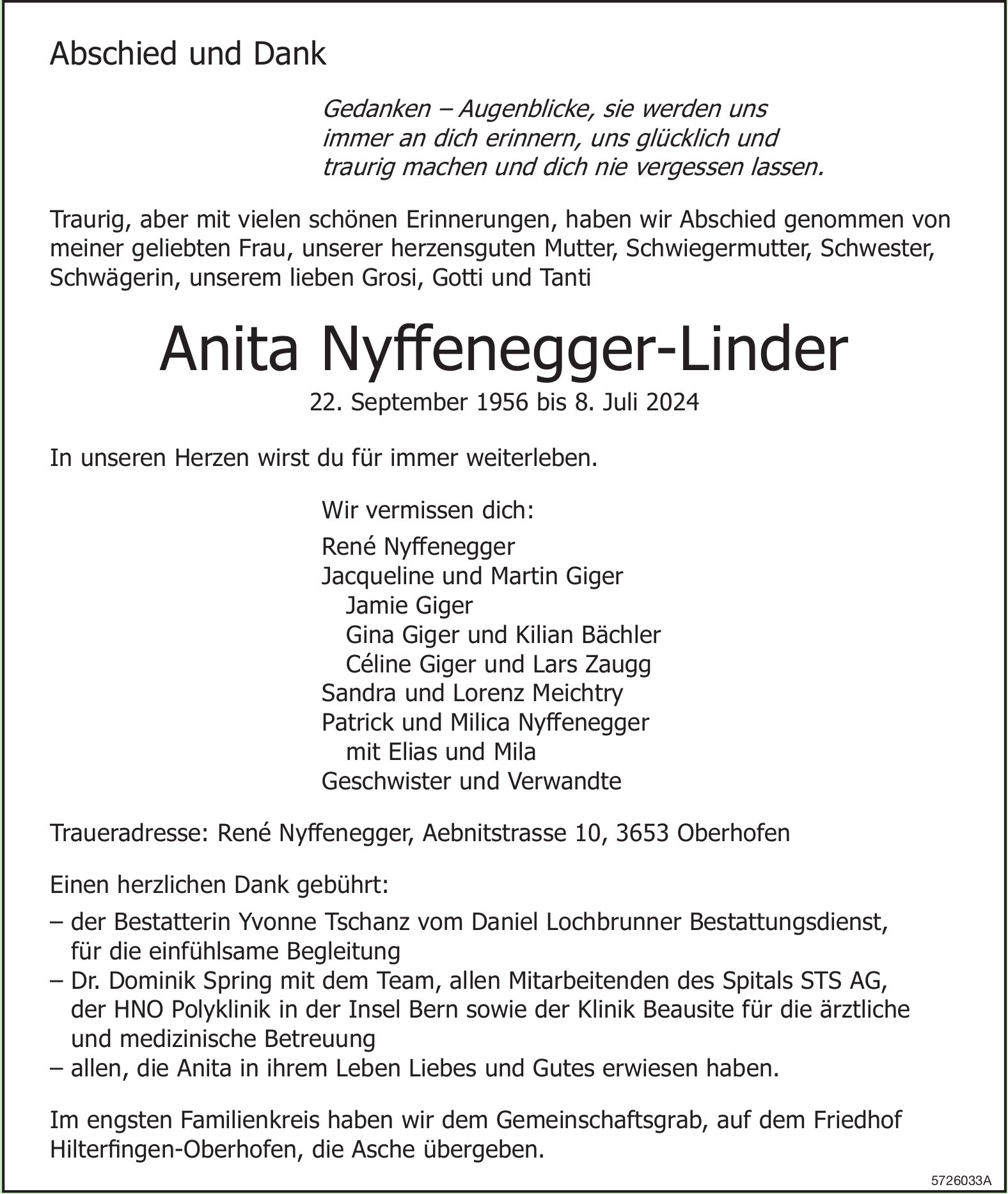 Nyffenegger-Linder Anita, Juli 2024 / TA