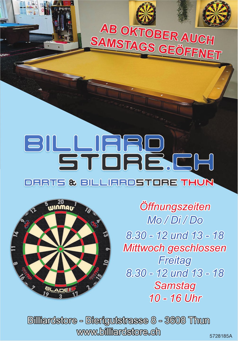 Darts- und Billiardstore, Thun - Öffnungszeiten