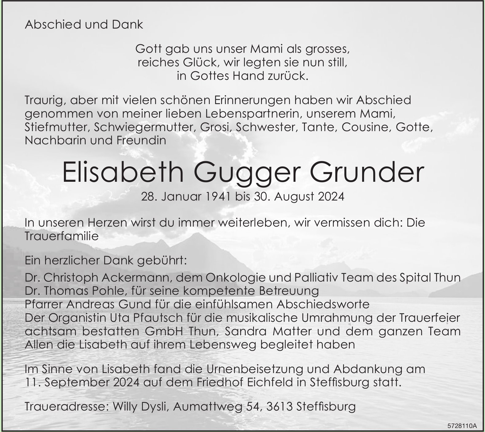 Gugger Grunder Elisabeth, im September 2024 / TA + DS