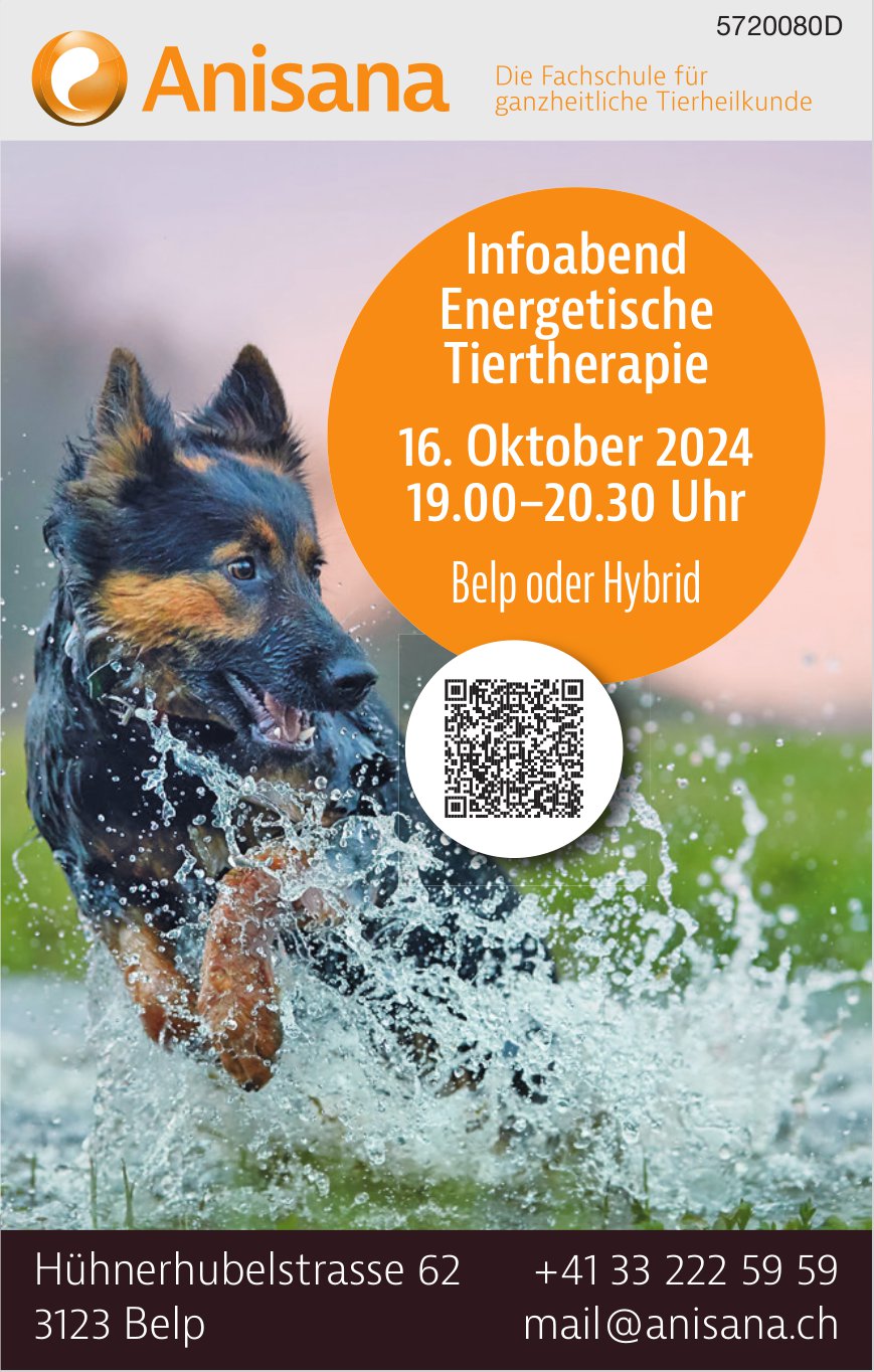 Infoabend Energetische Tiertherapie, 16. Oktober, Anisana, Belp