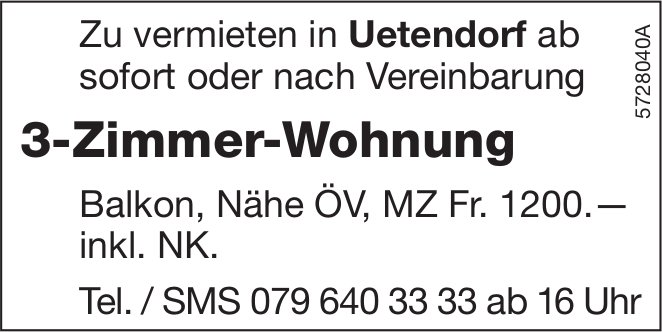 3-Zimmer-Wohnung, Uetendorf, zu vermieten