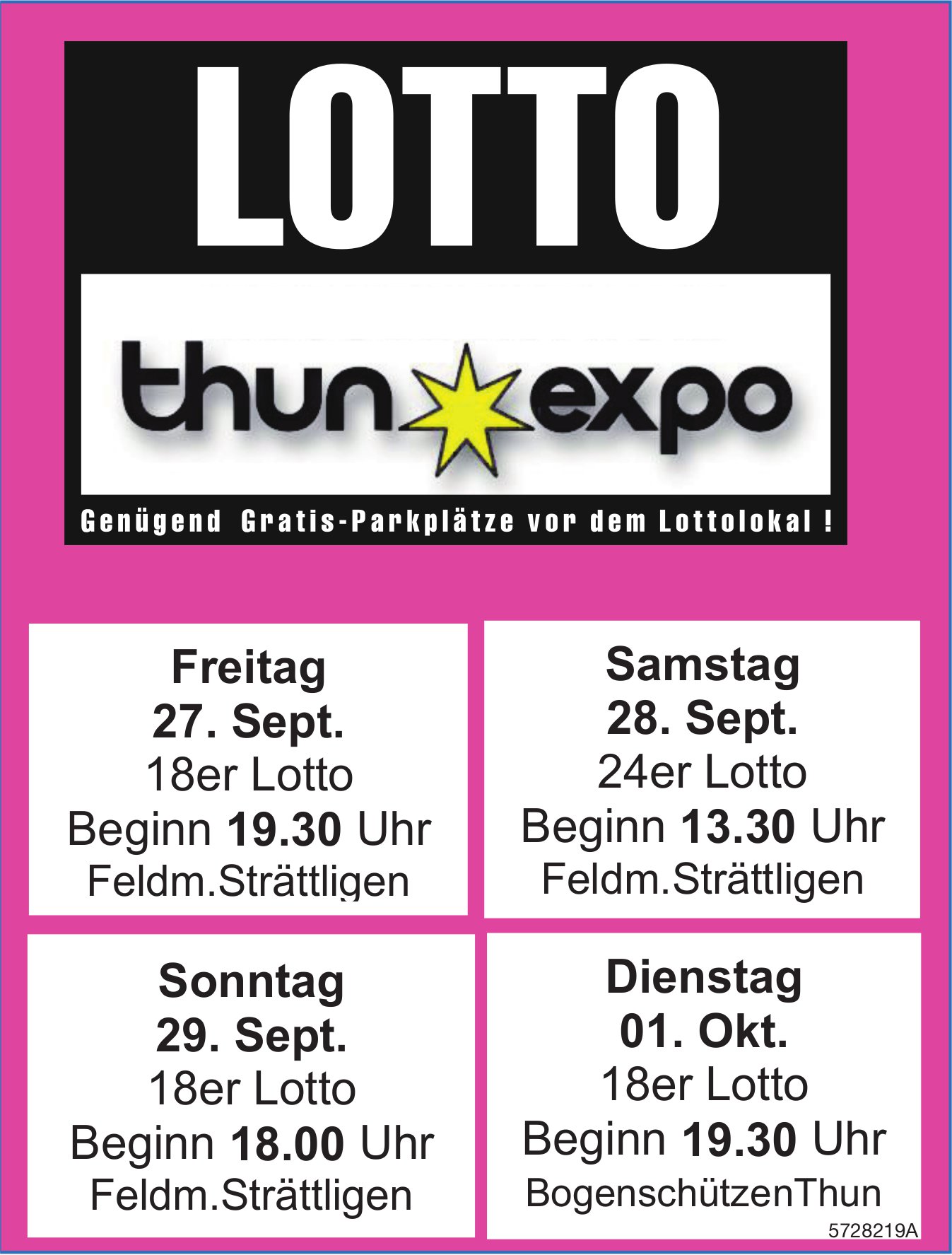 LOTTO Thun Expo, 27./28./29. Sept + 01. Okt.