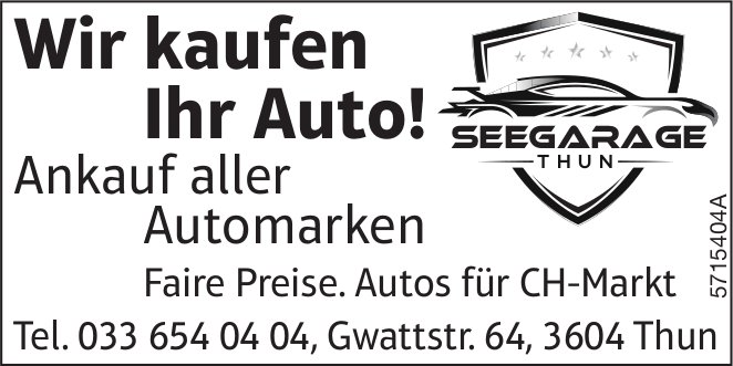 Seegarage Thun - Wir kaufen Ihr Auto!