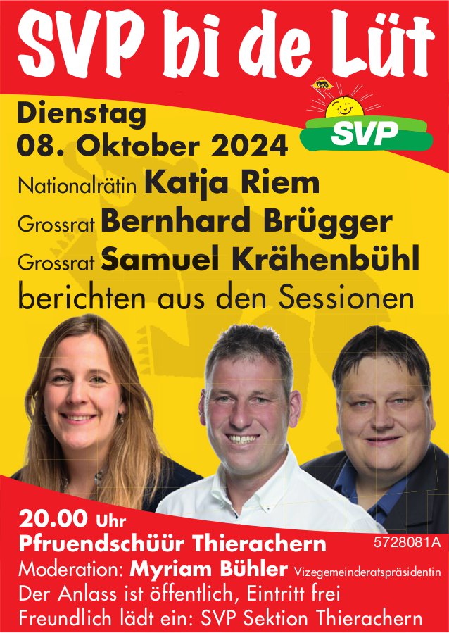 SVP bi de Lüt, 8. Oktober, Pfruendschüür, Thierachern