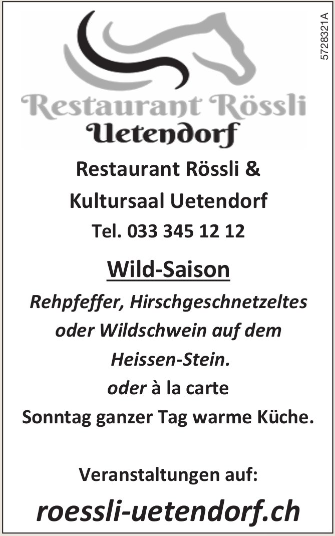 Restaurant Rössli, Uetendorf - Wild-Saison