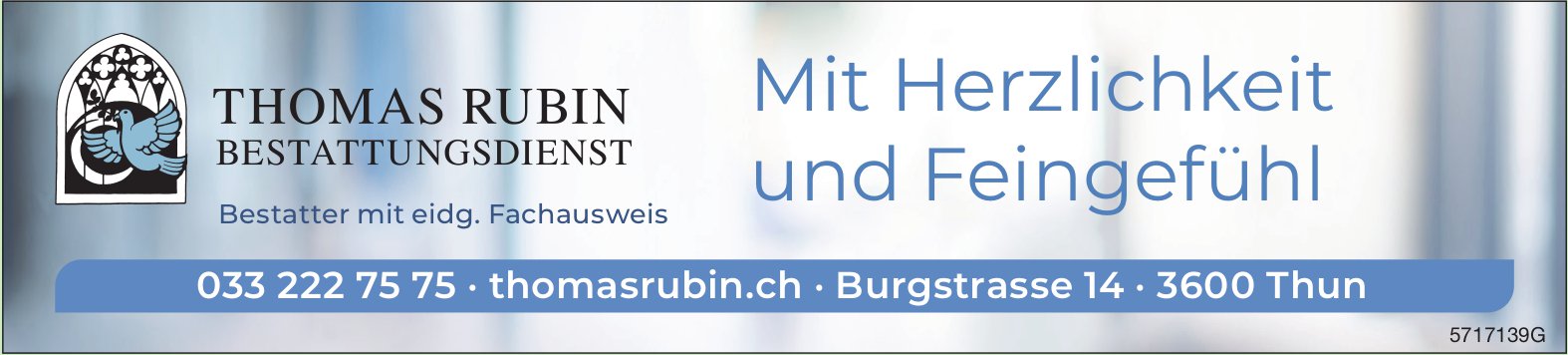 Thomas Rubin Bestattungsdienst, Thun - Mit Herzlichkeit und Feingefühl