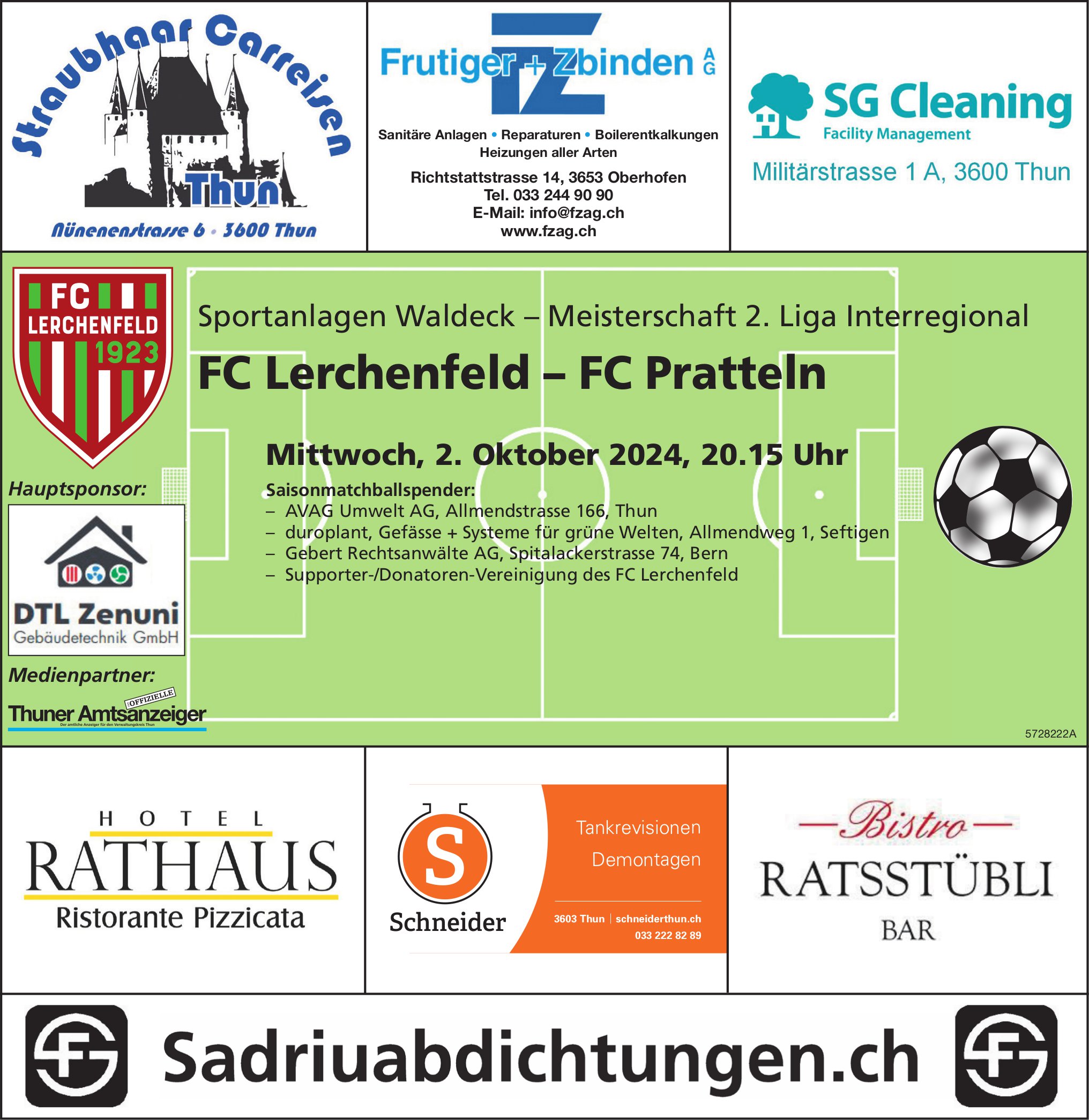 FC Lerchenfeld – FC Pratteln, 2. Oktober, Meisterschaft 2. Liga Interregional, Sportanlagen Waldeck