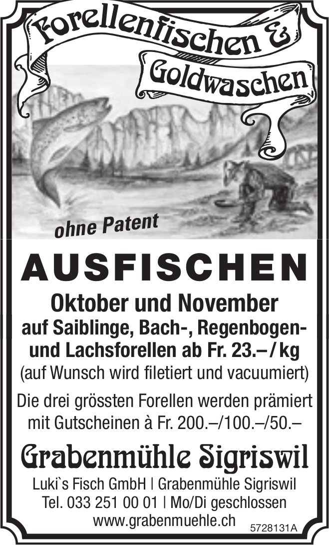 Grabenmuehle Sigriswil - Ausfischen ohne Patent