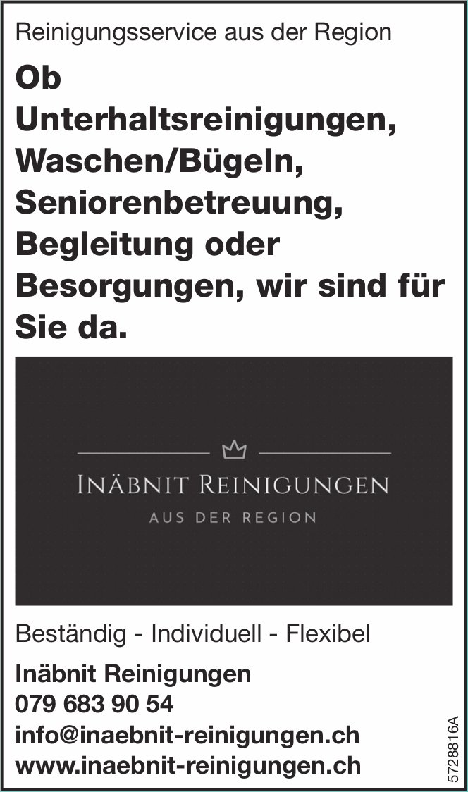 Inäbnit Reinigungen, Reinigungsservice aus der Region