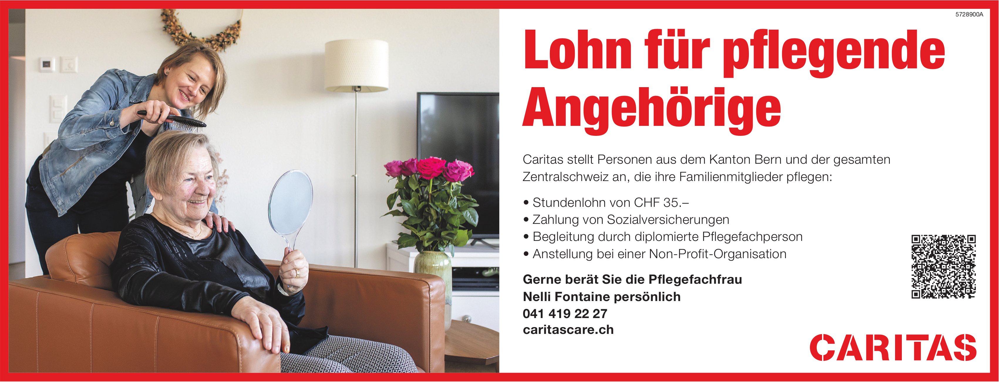 Caritas, Bern - Lohn für pflegende Angehörige