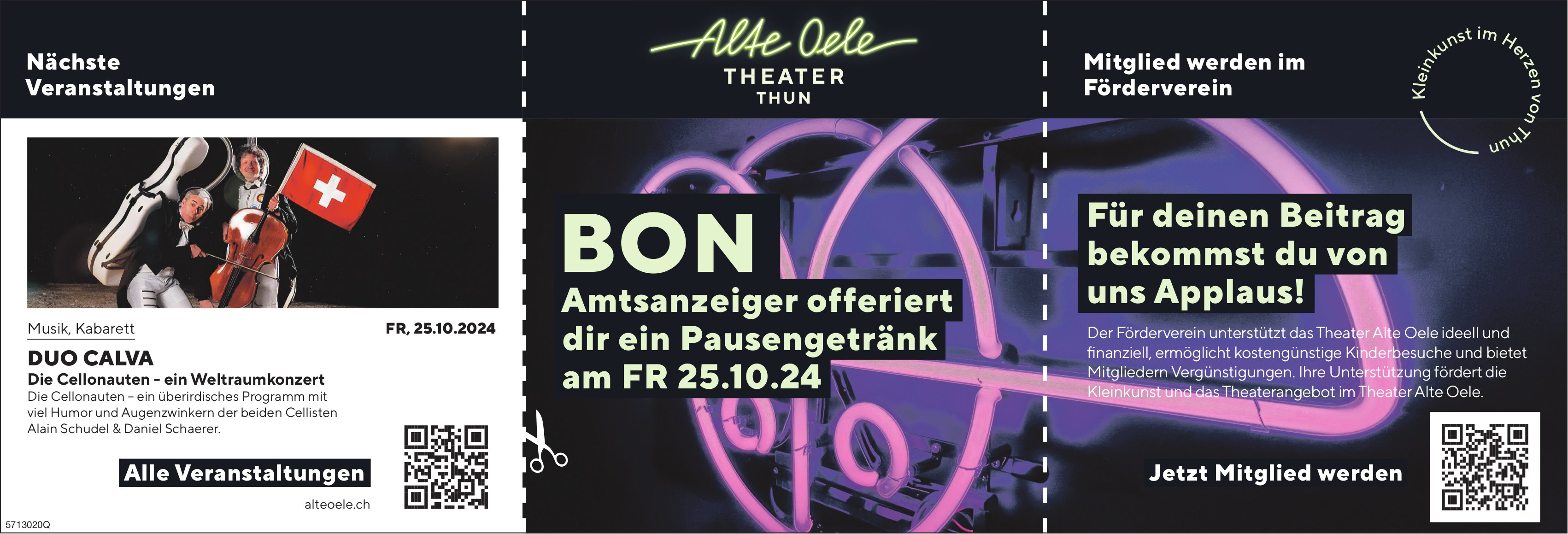 Bon Amtsanzeiger offeriert dir ein Pausengetränk am Fr 25.10.24, Alte Oele Theater Thun