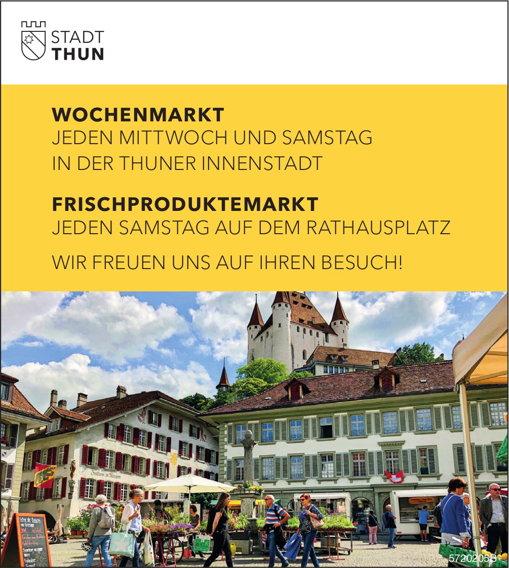 Stadt Thun, Wochenmarkt jeden Mittwoch und Samstag in der Thuner Innenstadt