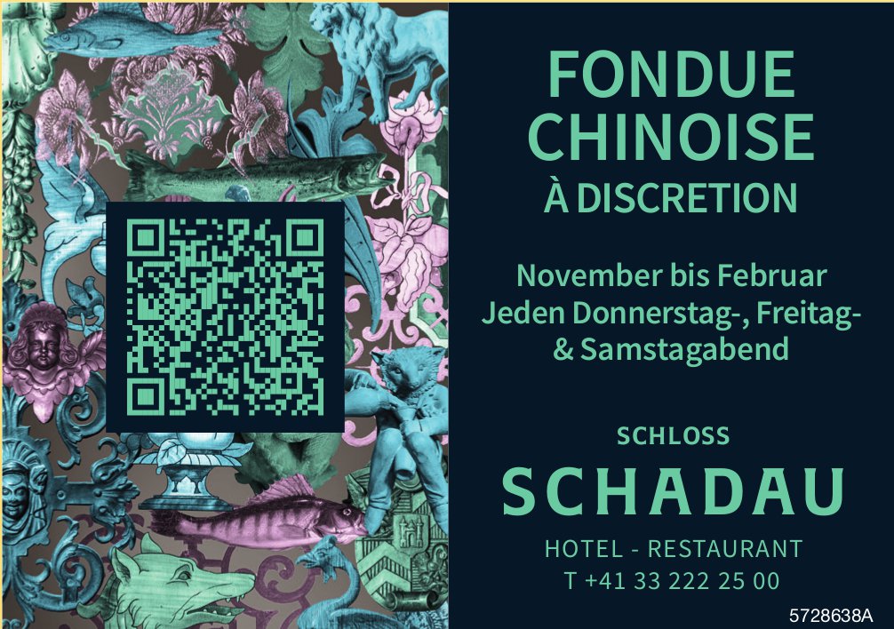 Hotel-Restaurant Schloss Schadau, Fondue Chinoise à Discretion, November bis Februar Jeden Donnerstag-,  Freitag- & Samstagabend