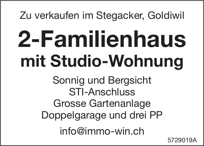 2-Familienhaus mit Studio-Wohnung, Goldiwil, zu verkaufen