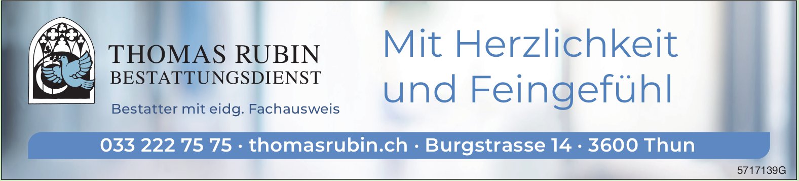 Thomas Rubin Bestattungsdienst, Thun - Mit Herzlichkeit und Feingefühl