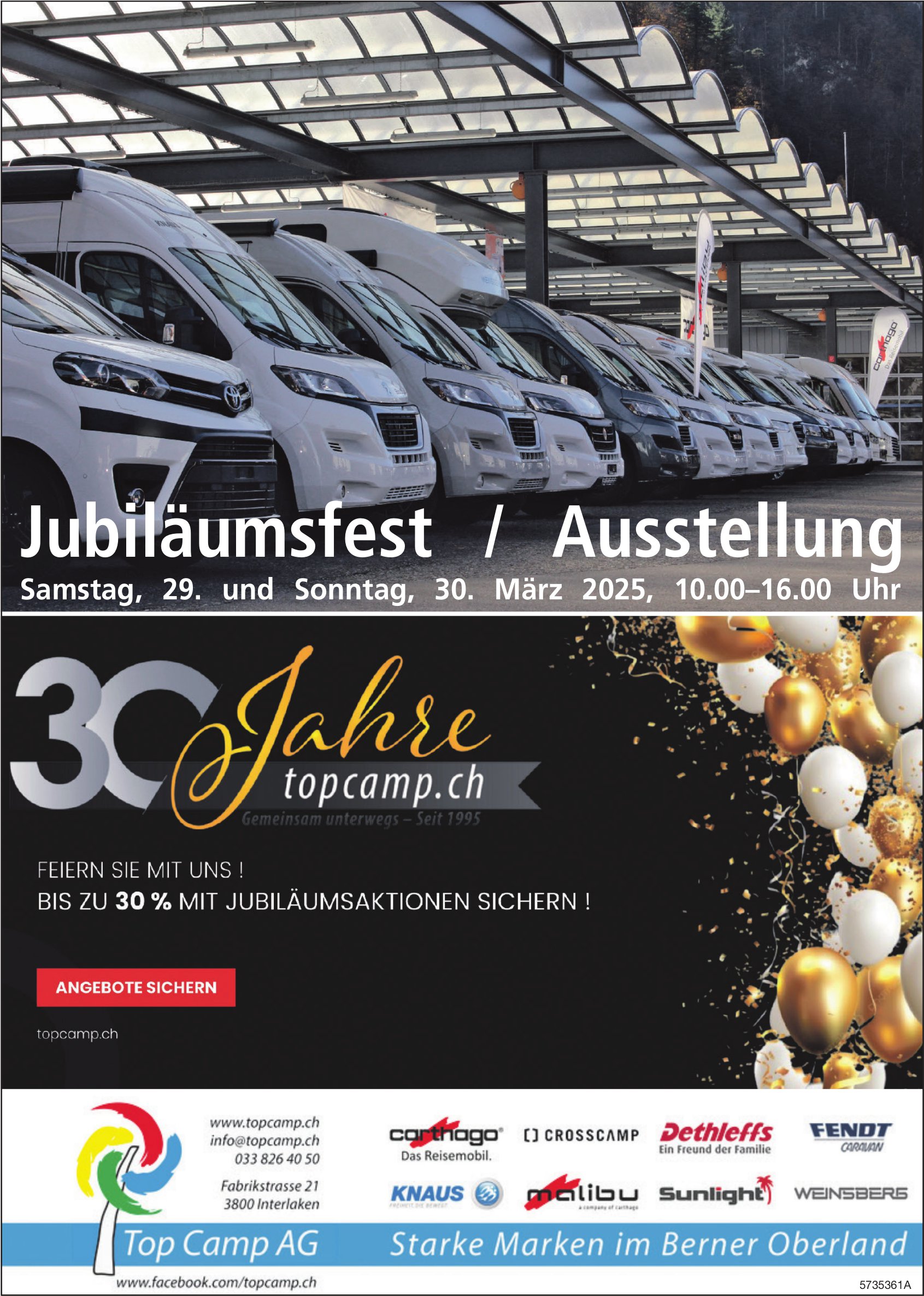 Jubiläumsfest / Ausstellung, 29./30. März, Top Camp AG, Interlaken