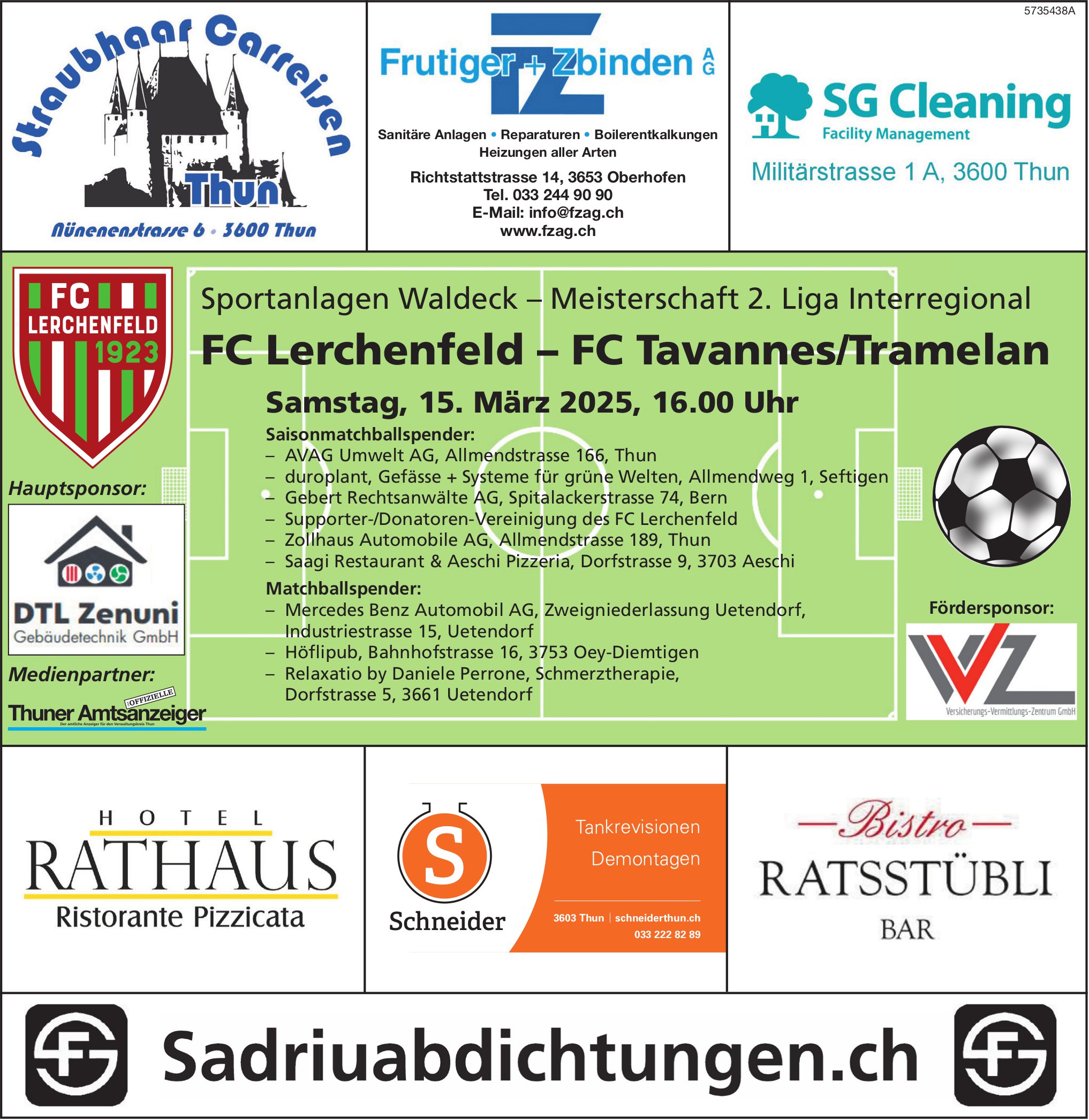 FC Lerchenfeld – FC Tavannes/Tramelan, 15. März, Meisterschaft 2. Liga Interregional, Sportanlagen Waldeck