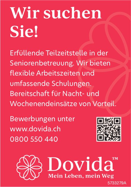Erfüllende Teilzeitstelle in der Seniorenbetreuung, Dovida, gesucht