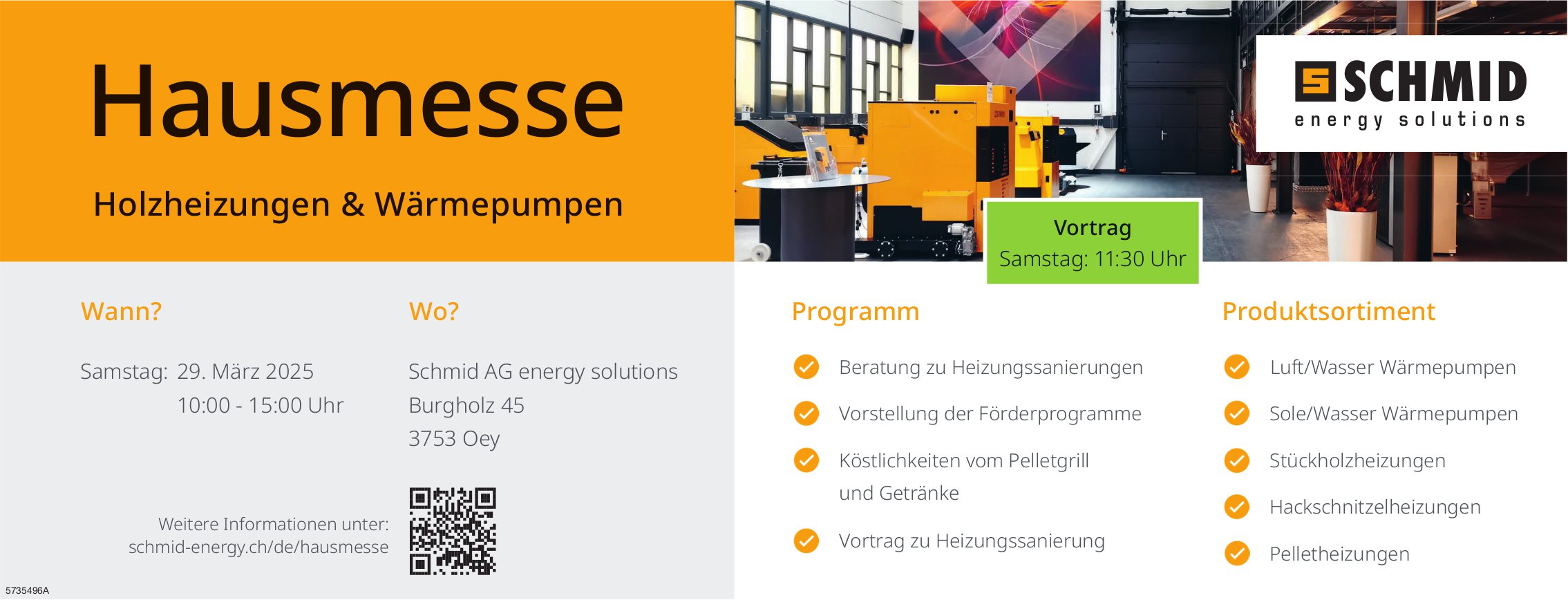 Hausmesse Holzheizungen & Wärmepumpen, 29. März, Schmid AG energy solutions, Oey