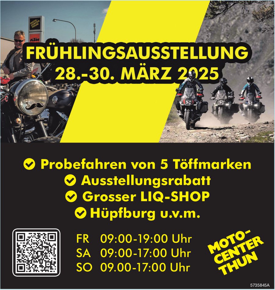 Frühlingsausstellung, 28. - 30. März, Moto Center, Thun