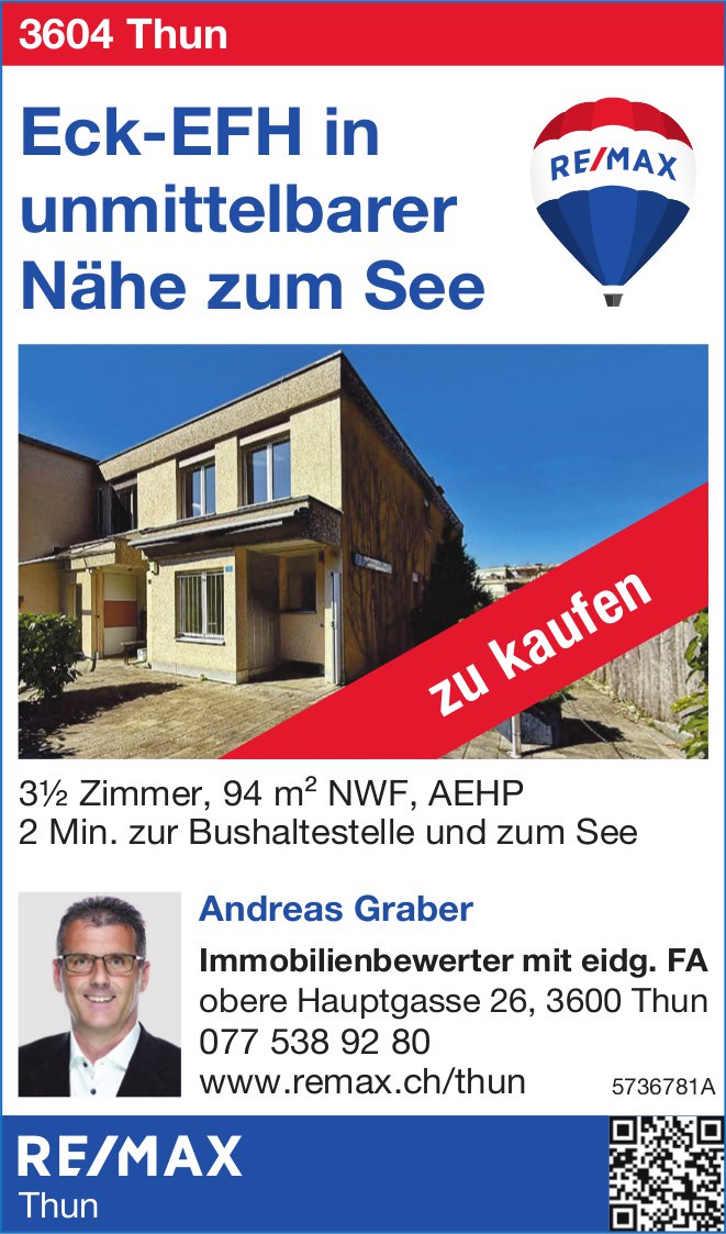 REmax - Eck-EFH in unmittelbarer Nähe zum See, Thun, zu verkaufen
