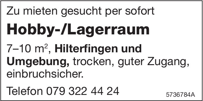 Hobby-/Lagerraum, Hilterfingen und Umgebung, zu mieten gesucht