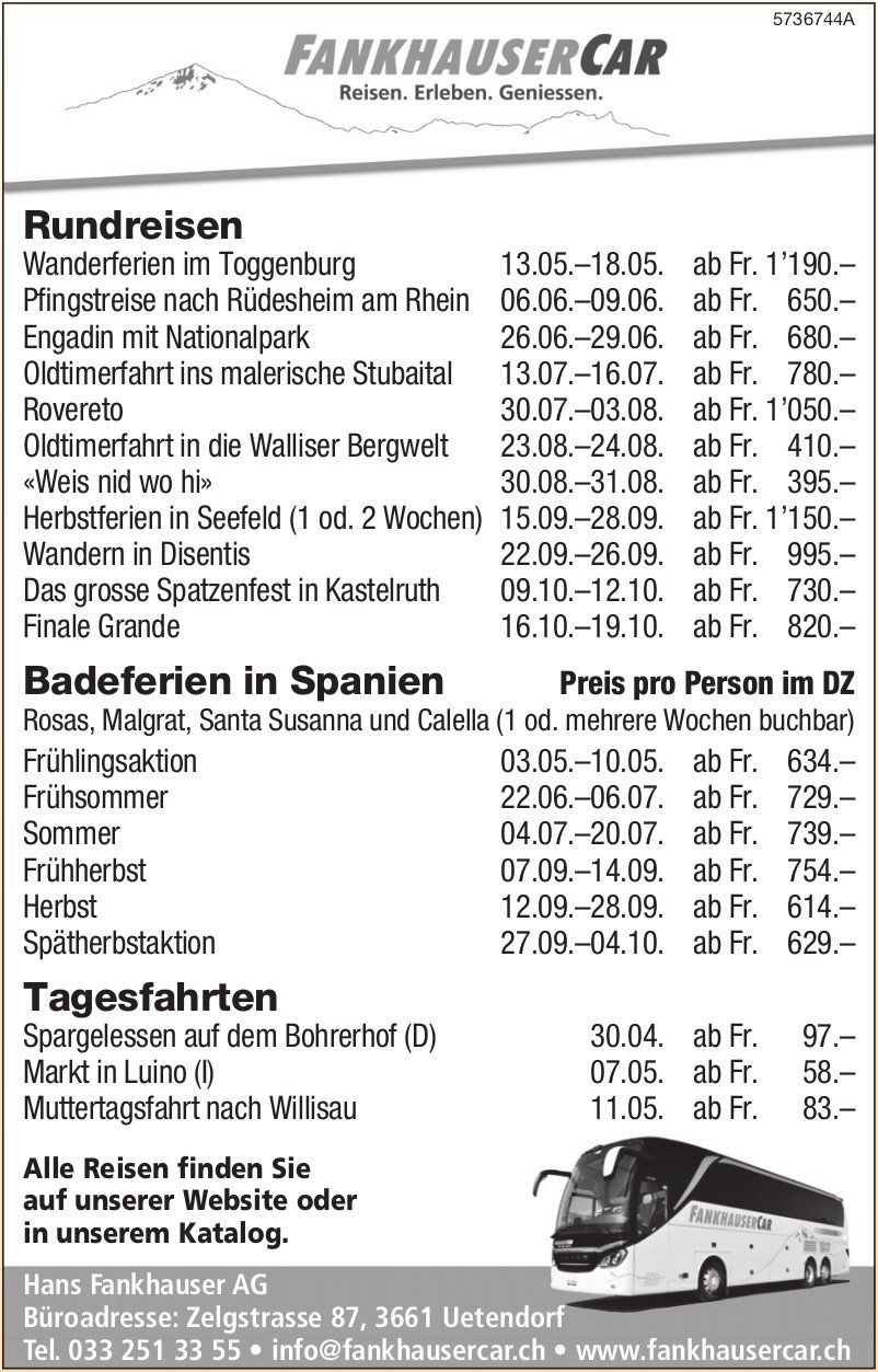 Programm & Events, Hans Fankhauser AG, Uetendorf
