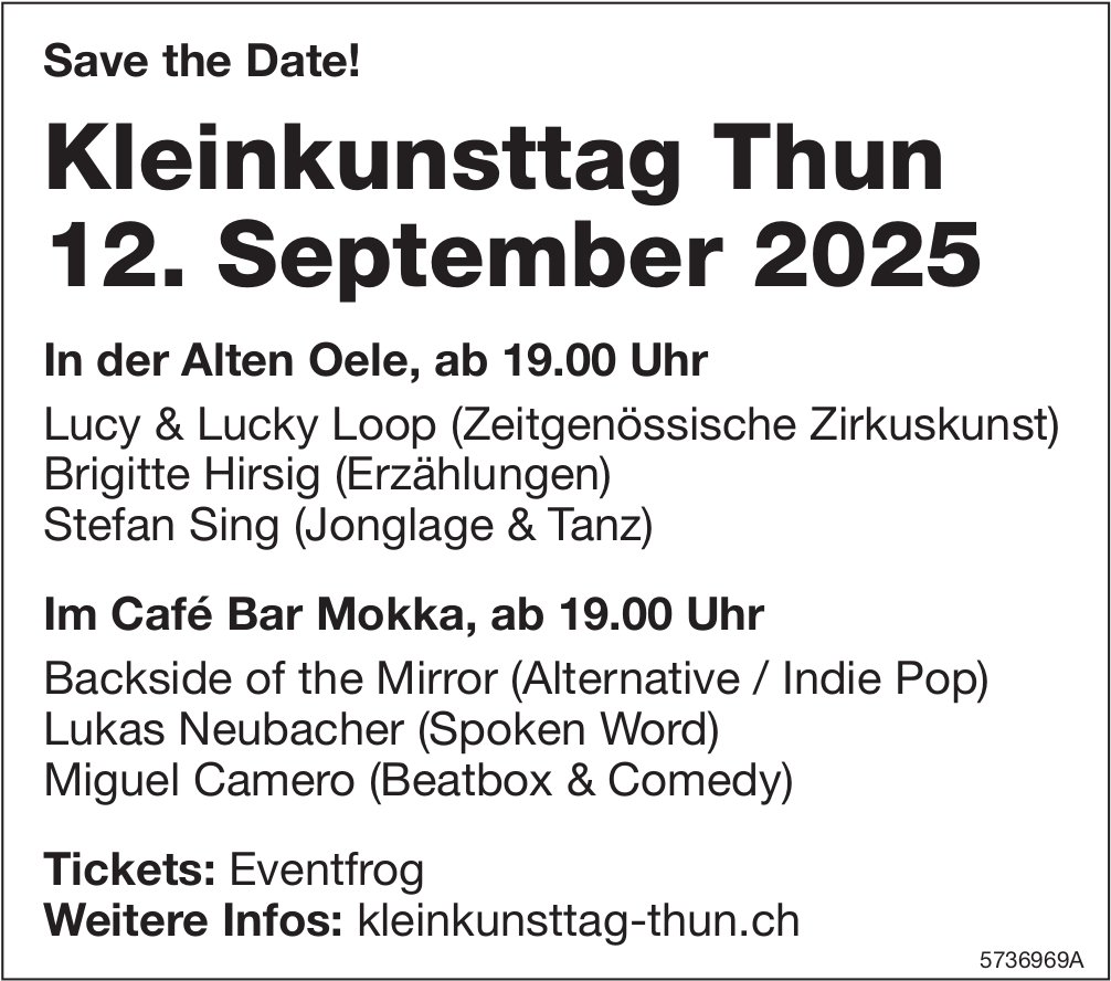 Kleinkunsttag Thun, 12. September