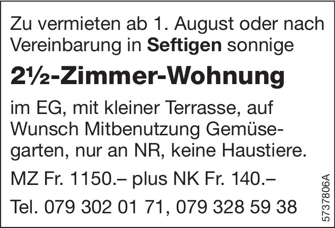 2.5-Zimmer-Wohnung, Seftigen, zu vermieten