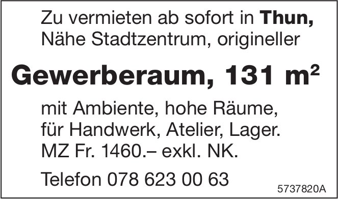 Gewerberaum, 131 m2, Thun,  zu vermieten