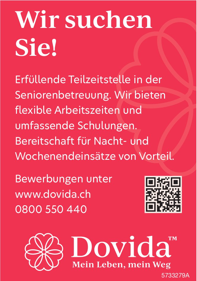 Erfüllende Teilzeitstelle in der Seniorenbetreuung, Dovida, gesucht
