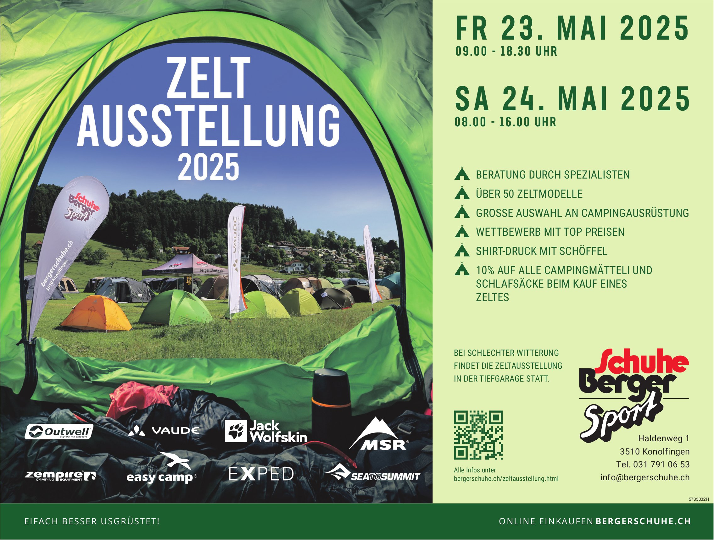 Zelt Ausstellung, 23. und 24. Mai, Berger Schuhe Sport, Konolfingen