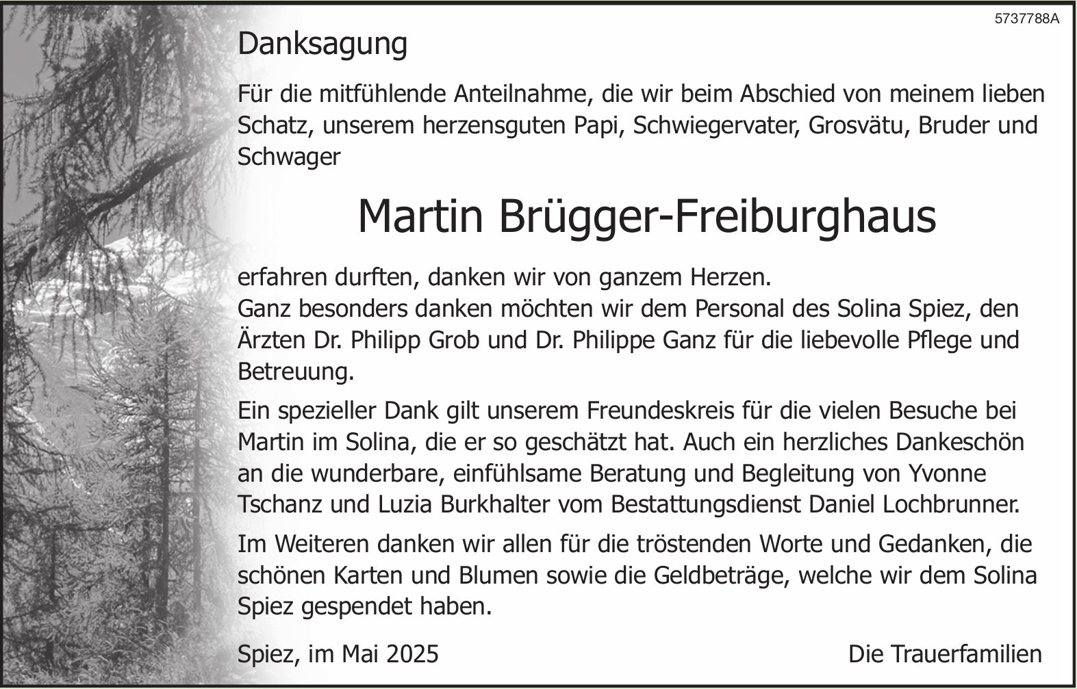 Brügger-Freiburghaus Martin, im Mai 2025 / DS