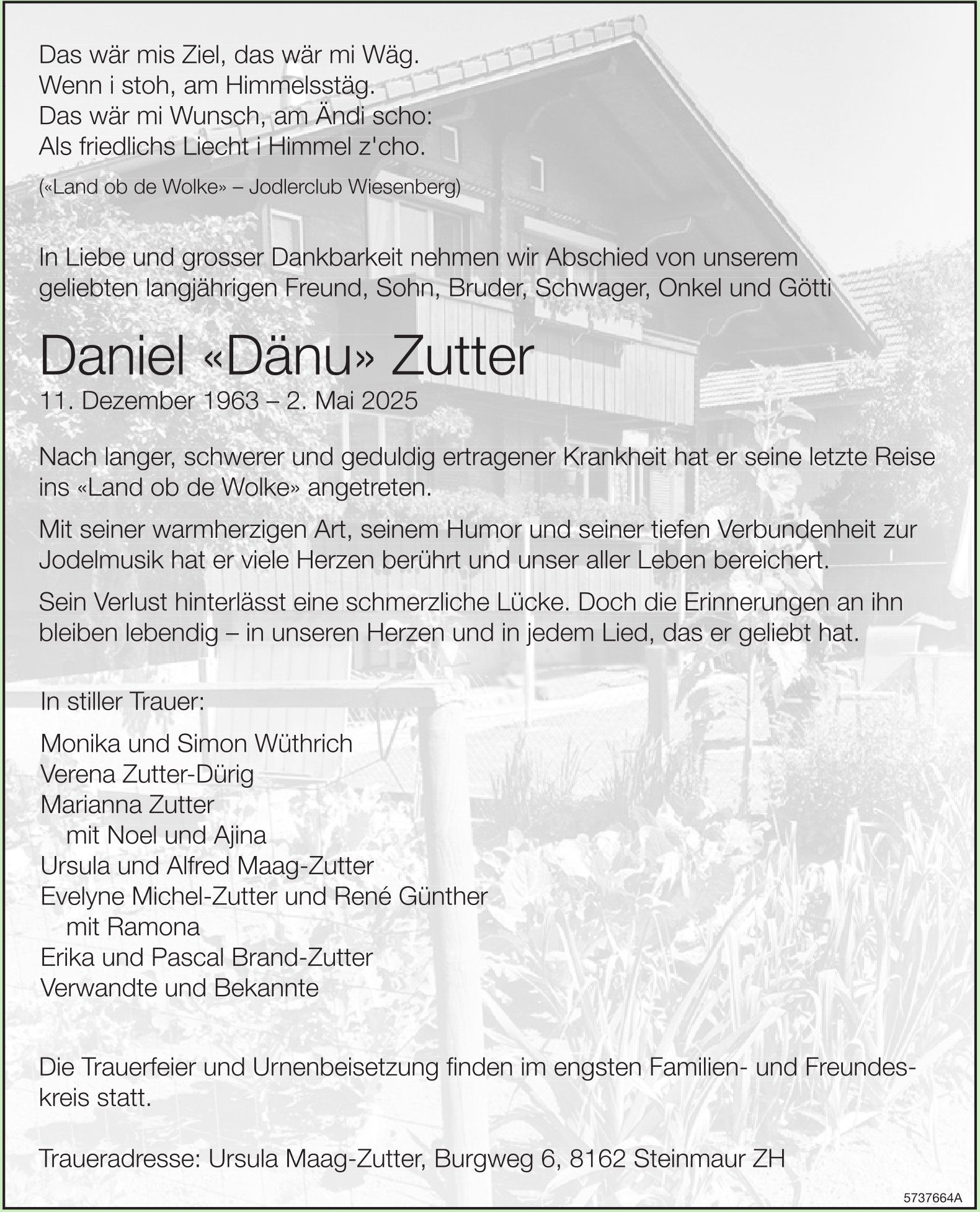 Zutter Daniel «Dänu», Mai 2025 / TA
