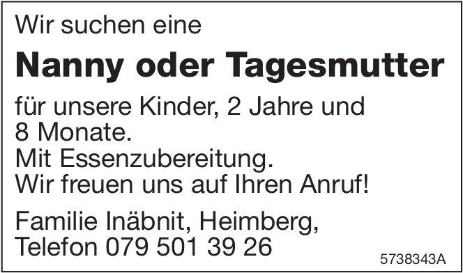 Nanny oder Tagesmutter, Familie Inäbnit, Heimberg, gesucht