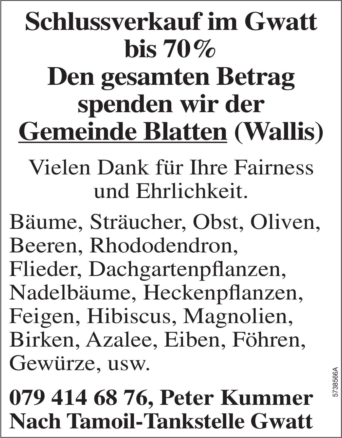 Peter Kummer, Schlussverkauf bis 70%
