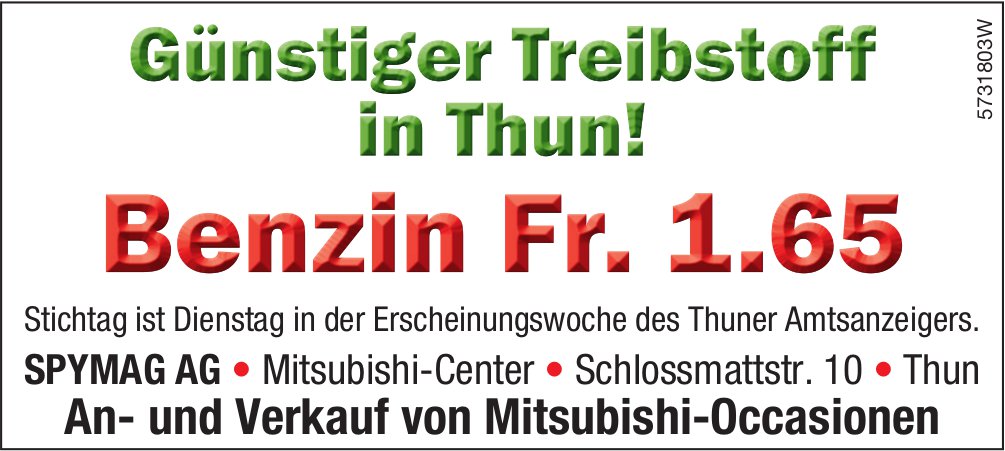 SPYMAG AG, Thun - Günstiger Treibstoff