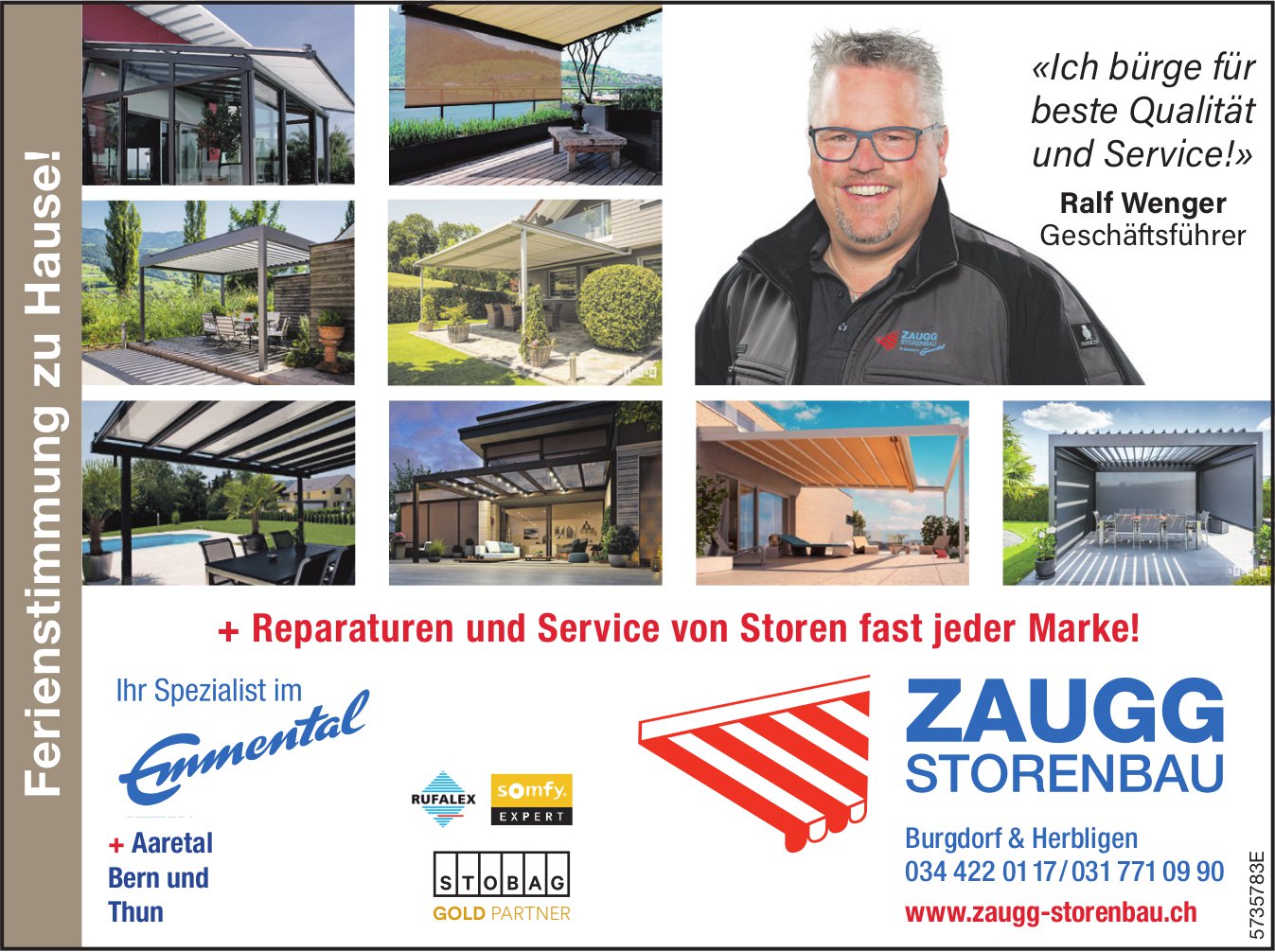 Zaugg Storenbau, Burgdorf & Herbligen - Ferienstimmung zu Hause!
