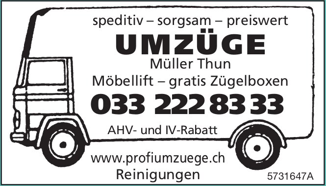 Umzüge Müller, Thun - speditiv – sorgsam – preiswert