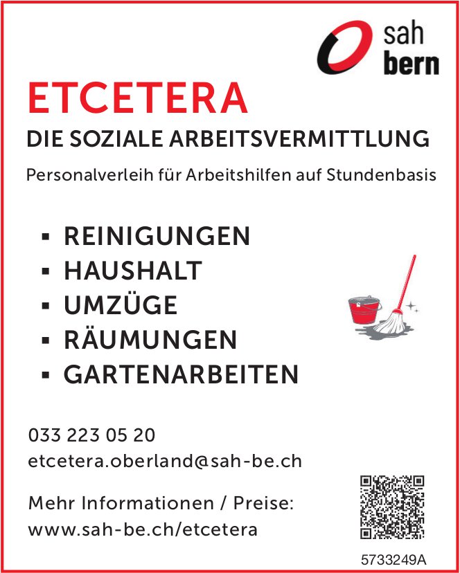 Etcetera: Die Soziale Arbeitsvermittlung - Personalverleih für Arbeitshilfen auf Stundenbasis
