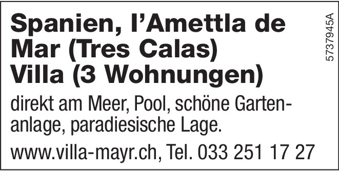 Villa mit 3 Wohnungen, E-L'Amettla de Mar (Tres Calas), zu verkaufen