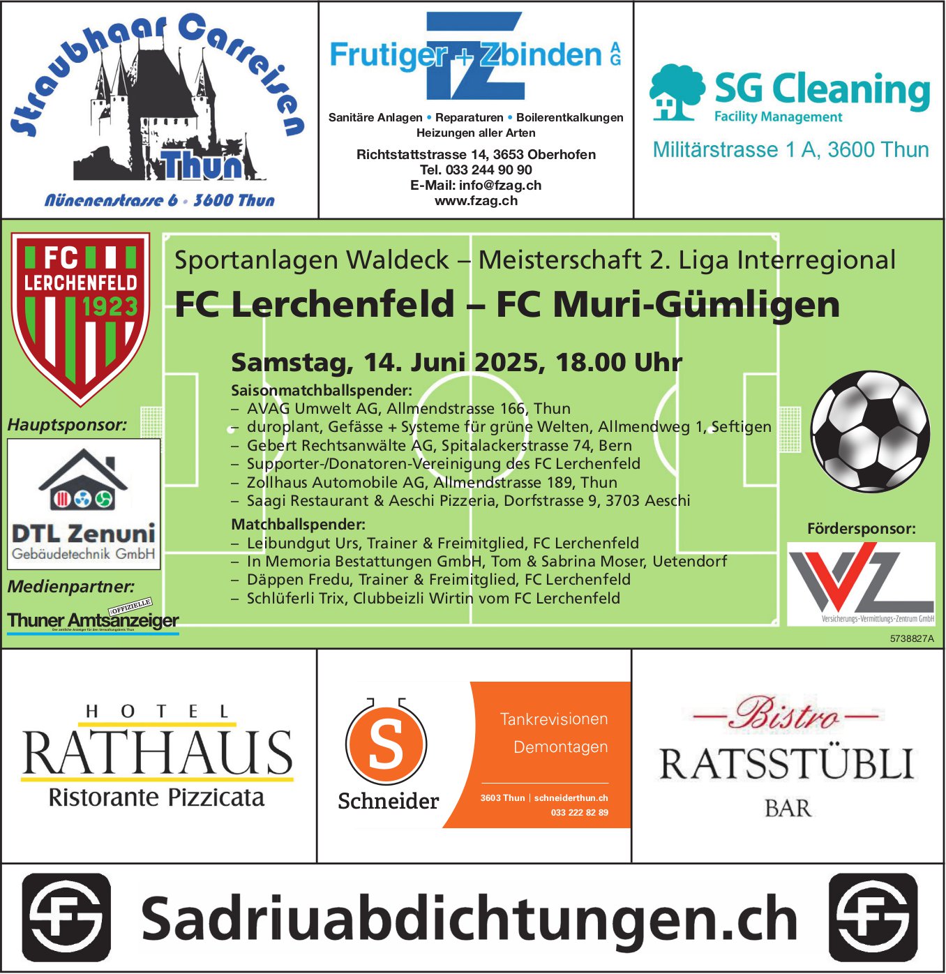 FC Lerchenfeld – FC Muri-Gümligen, 14. Juni, Sportanlagen Waldeck