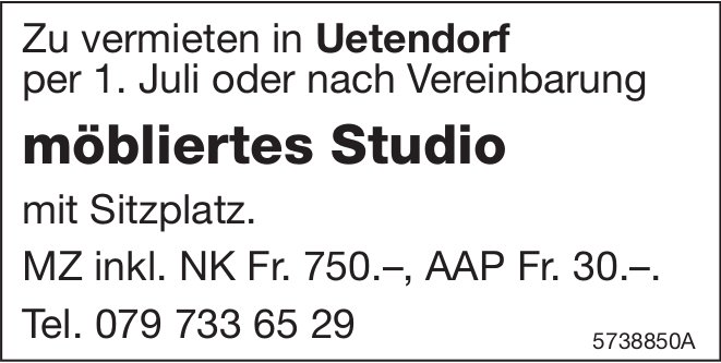 Studio mit Sitzplatz., Uetendorf, zu vermieten