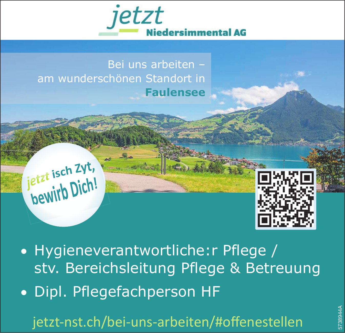 Hygieneverantwortliche:r Pflege / stv. Bereichsleitung Pflege & Betreuung und Dipl. Pflegefachperson HF, jetzt Niedersimmental AG, Faulensee, gesucht